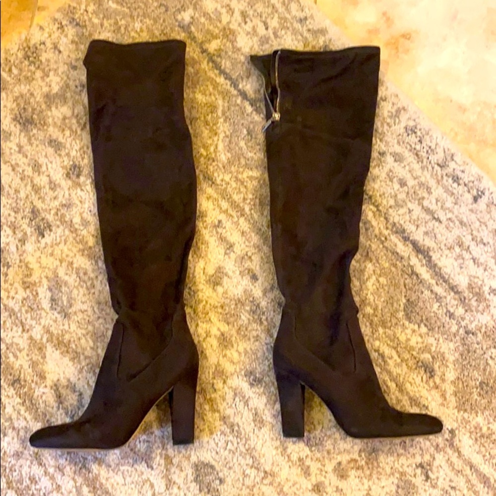 Thigh high suede boots